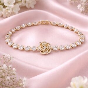 Gold Bracelet Vintage Rose Design